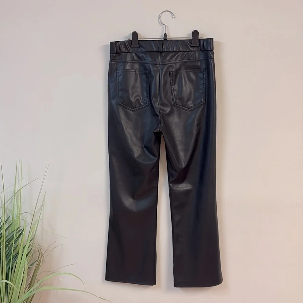 Zara Sleek Black Faux Leather straight Pants size XL - Picture 3 of 6